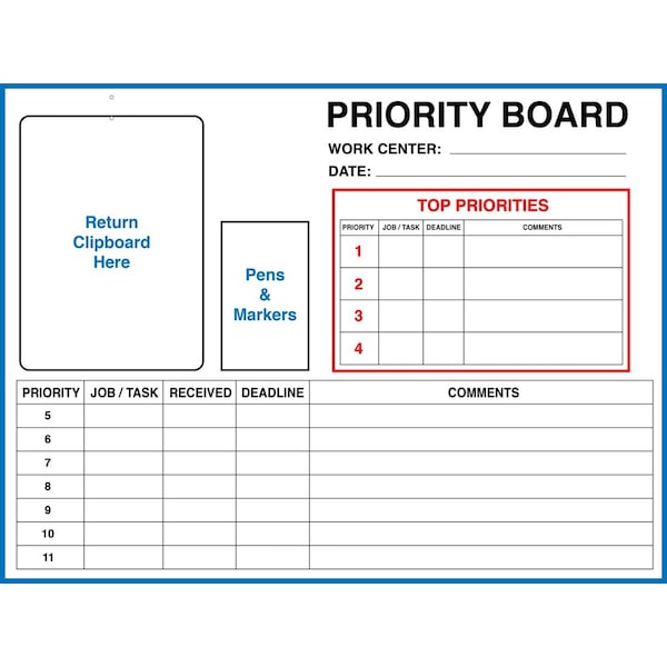 Priority Board Dry Erase 32in x 24in aluminum Dry Erase